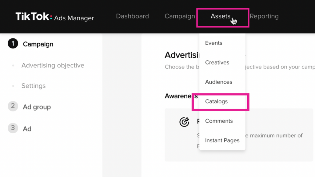 Catalogues d'actifs TikTok Ads Manager