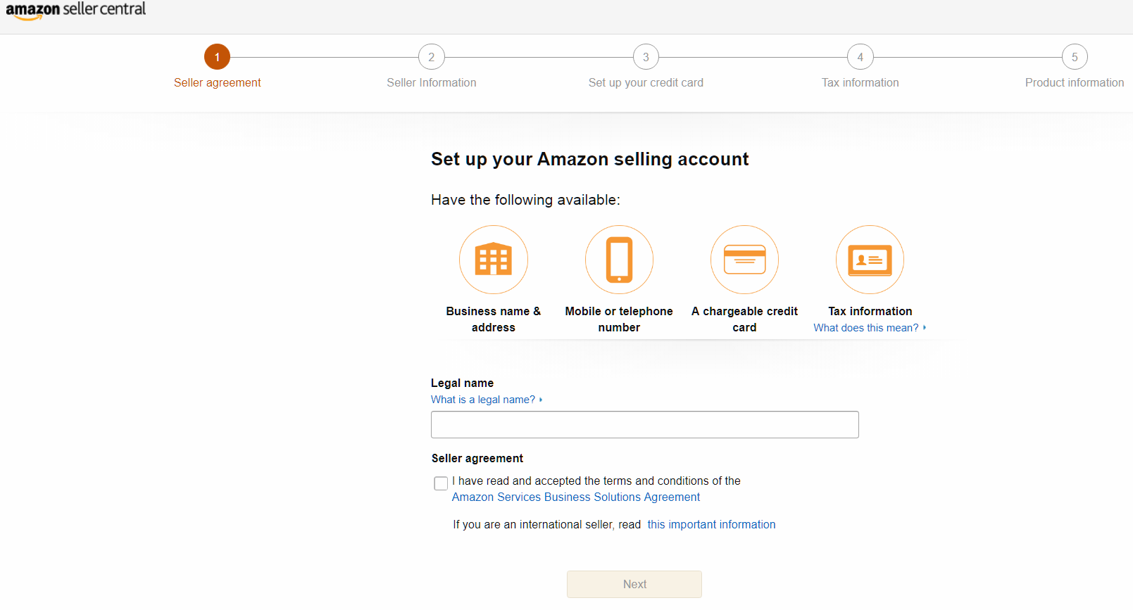 บัญชีผู้ขาย Amazon ทีละขั้นตอน