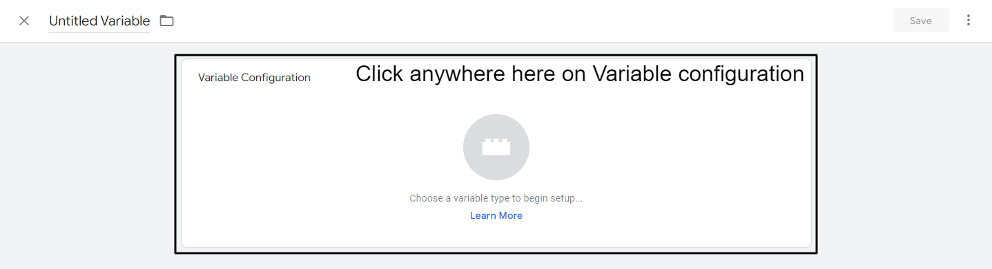Click anywhere on Variable configuration