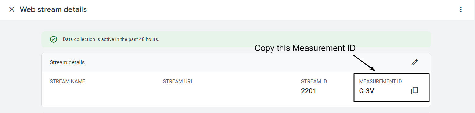 Copy the GA4 Measurement ID