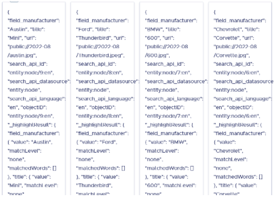 ผลการค้นหา Algolia - รูปแบบดิบ