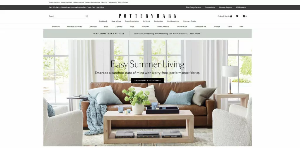 Sitio web de Pottery BARN