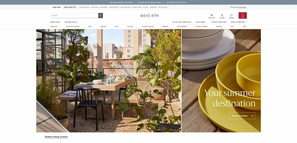 captura de pantalla de westelm.com