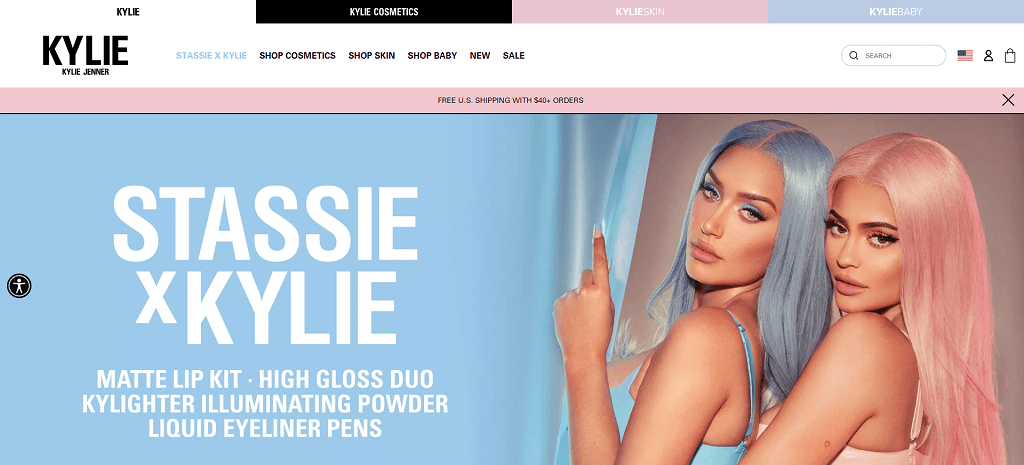 Situs web Kylie Cosmetics