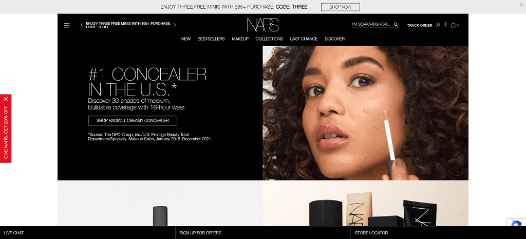 Situs web NARS Cosmetics