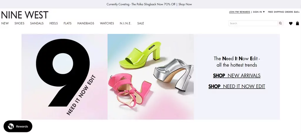 Nine West web sitesi