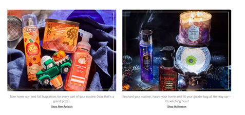 秋の香りの石鹸、キャンドル、ボディミストなどをフィーチャーしたBath & Body Works Fall Collectionの写真.