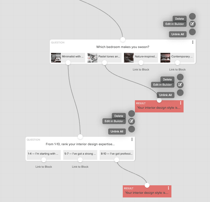 visual branching logic builder in Interact quiz