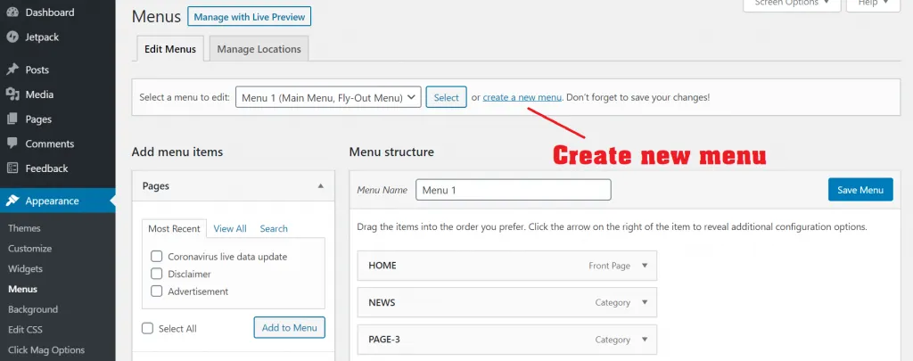 how to create blog menu