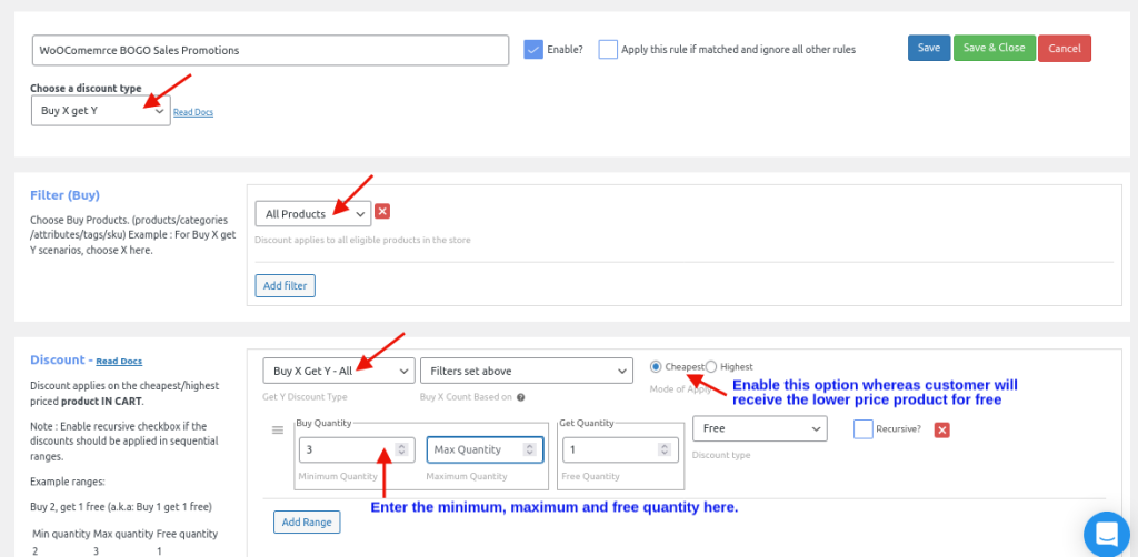 abilitare l'opzione per il prodotto gratuito