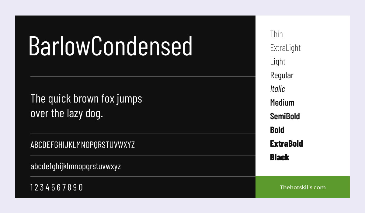 Barlow Condensed フォントファミリー