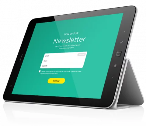 inscription à la newsletter sur tablette