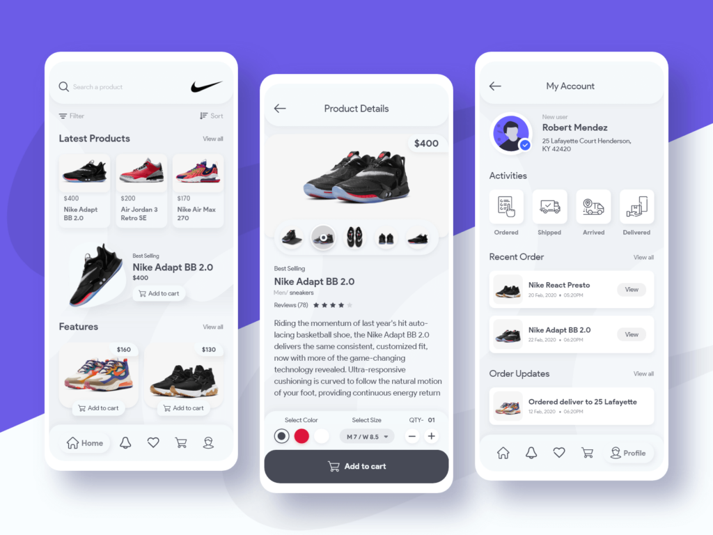 aplikacja nike eCommerce