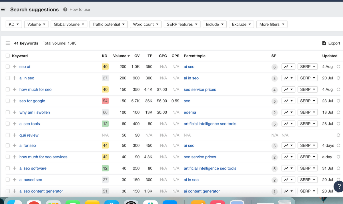 Montre comment les outils d'IA comme Ahref aident avec les suggestions de mots clés