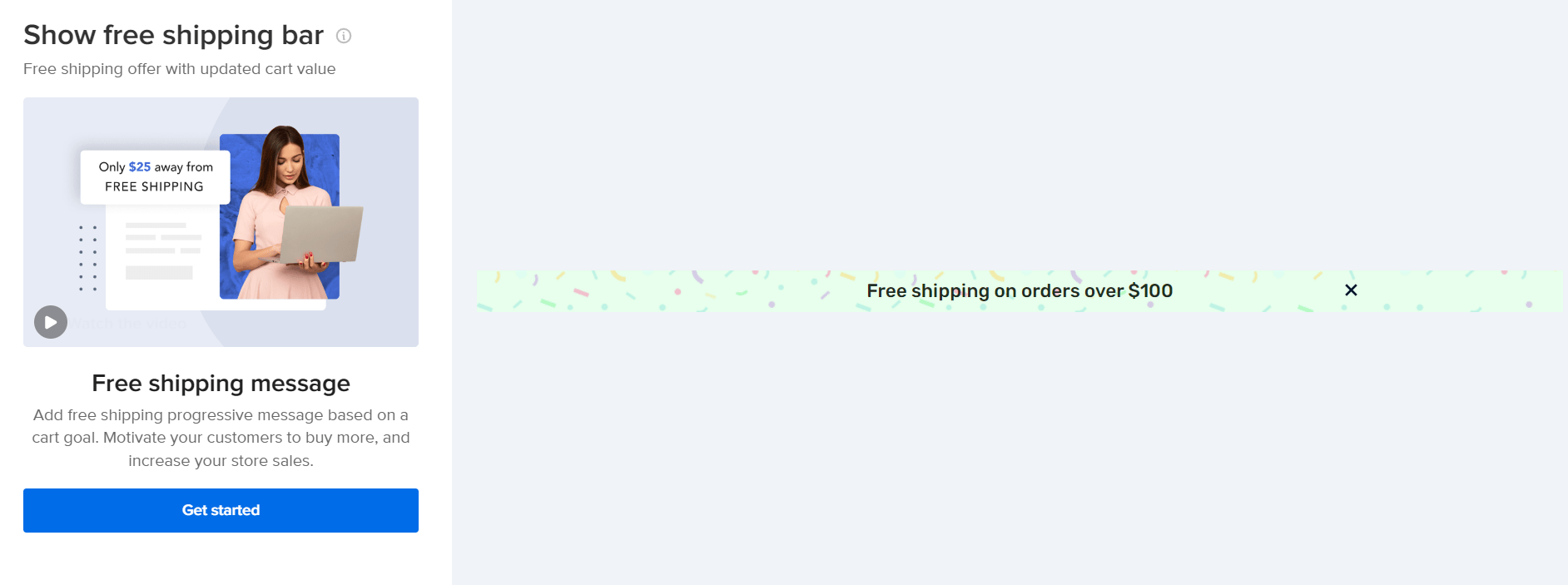 shopify 送料無料バー