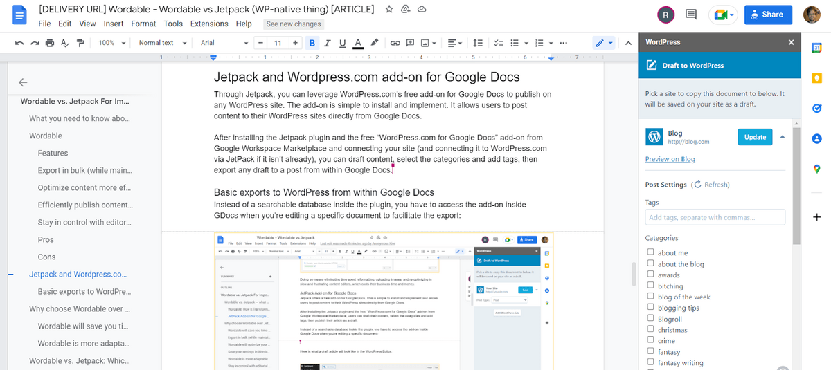 Google Dokümanlar eklentisi aracılığıyla WordPress'teki taslağı güncelleyin