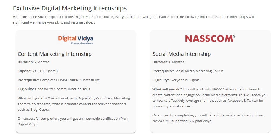 Digital marketing internship