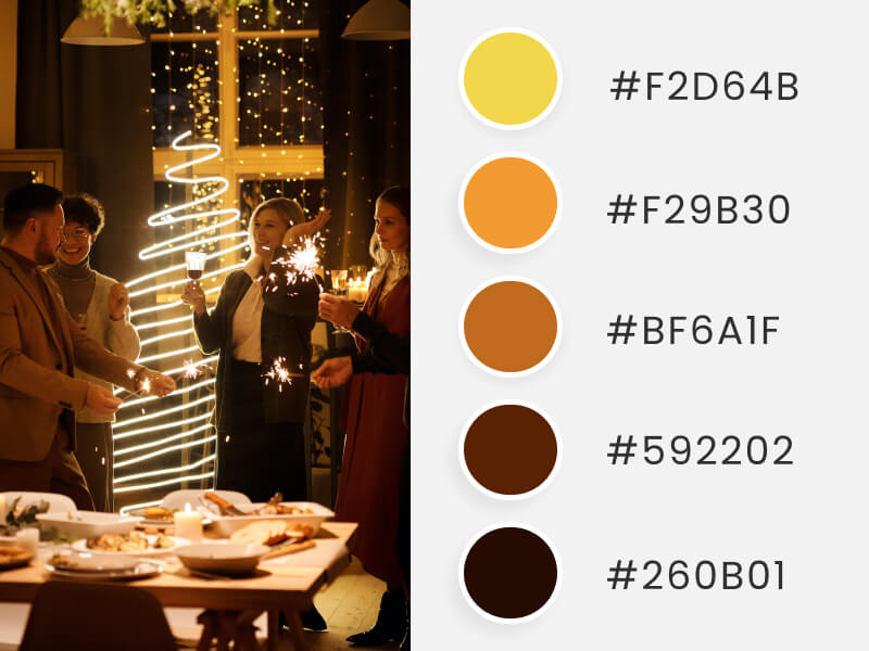 Palettes de couleurs d'hiver - un dîner de réveillon de bonne année