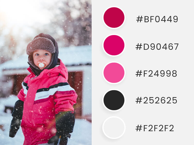 Palettes de couleurs d'hiver - un adorable enfant portant des vêtements d'hiver