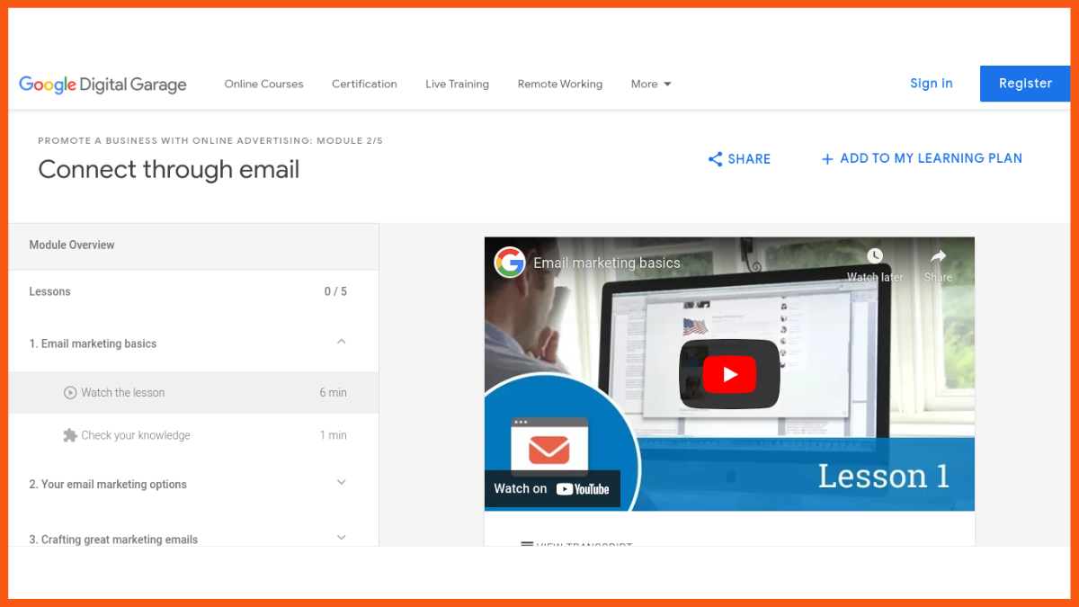 Les bases du marketing par e-mail de Google Digital Garage