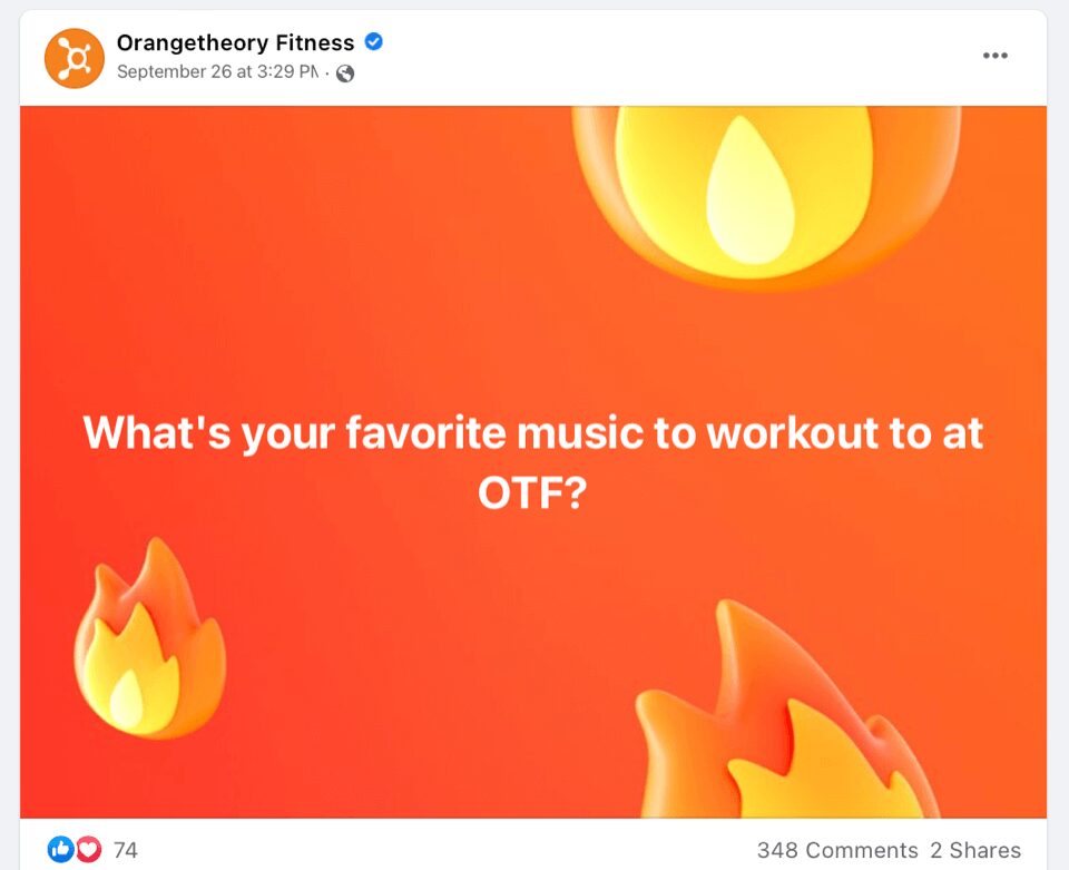 منشور عضوي على وسائل التواصل الاجتماعي للمحادثة من Orangetheory Fitness