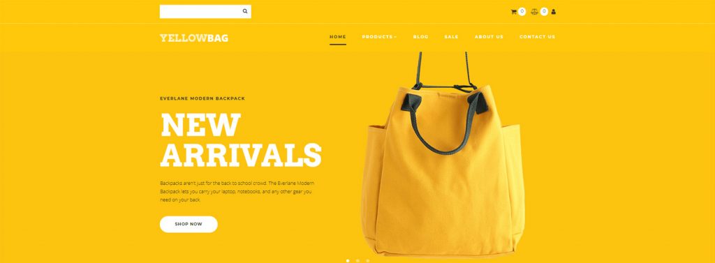 Diseño de sitio web de comercio electrónico de moda para tienda de mochilas