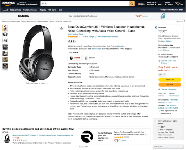 Bose Amazon Ürün Sayfası