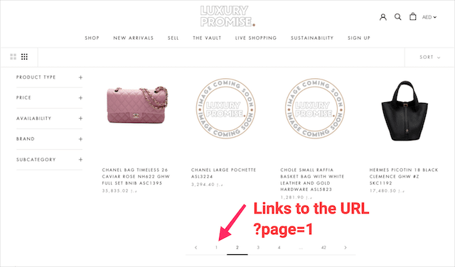 Shopify'da sayfalandırılmış URL'ler