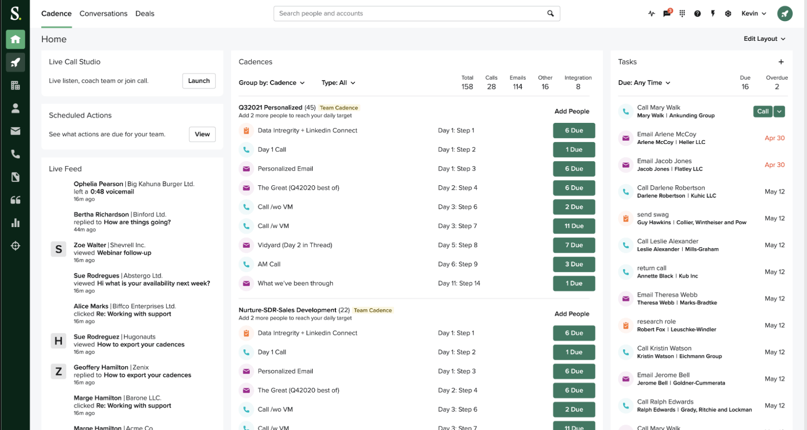 salesloft 인터페이스