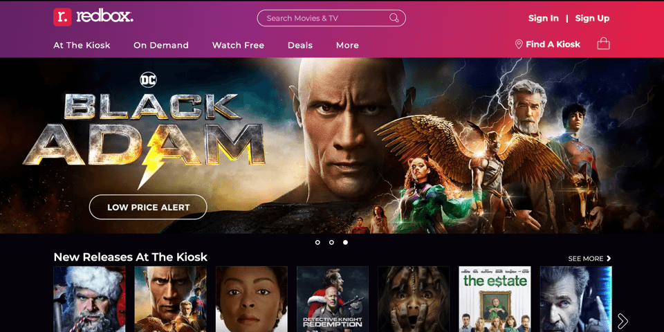 homepage senza testa per Redbox