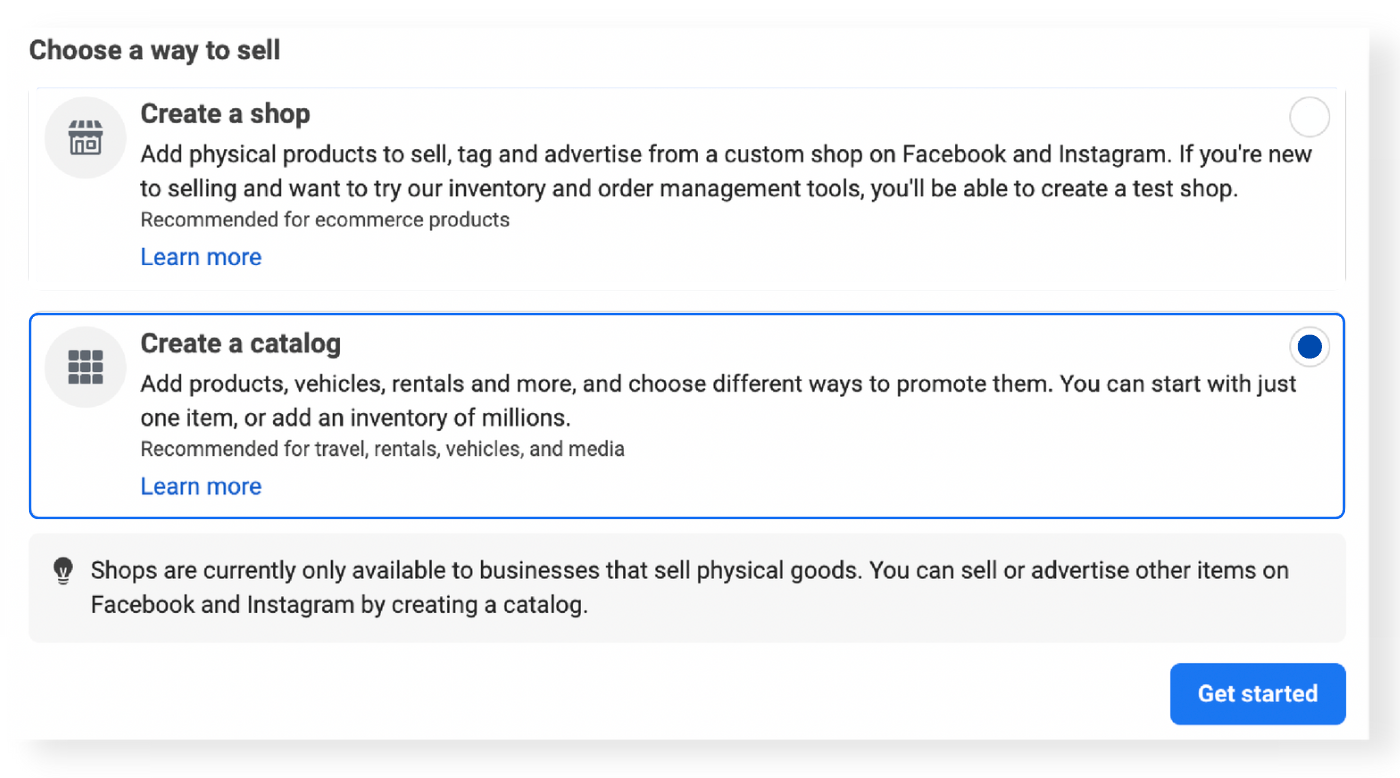 Paso #1: Creación de un catálogo de productos con Facebook Commerce Manager Crear un catálogo