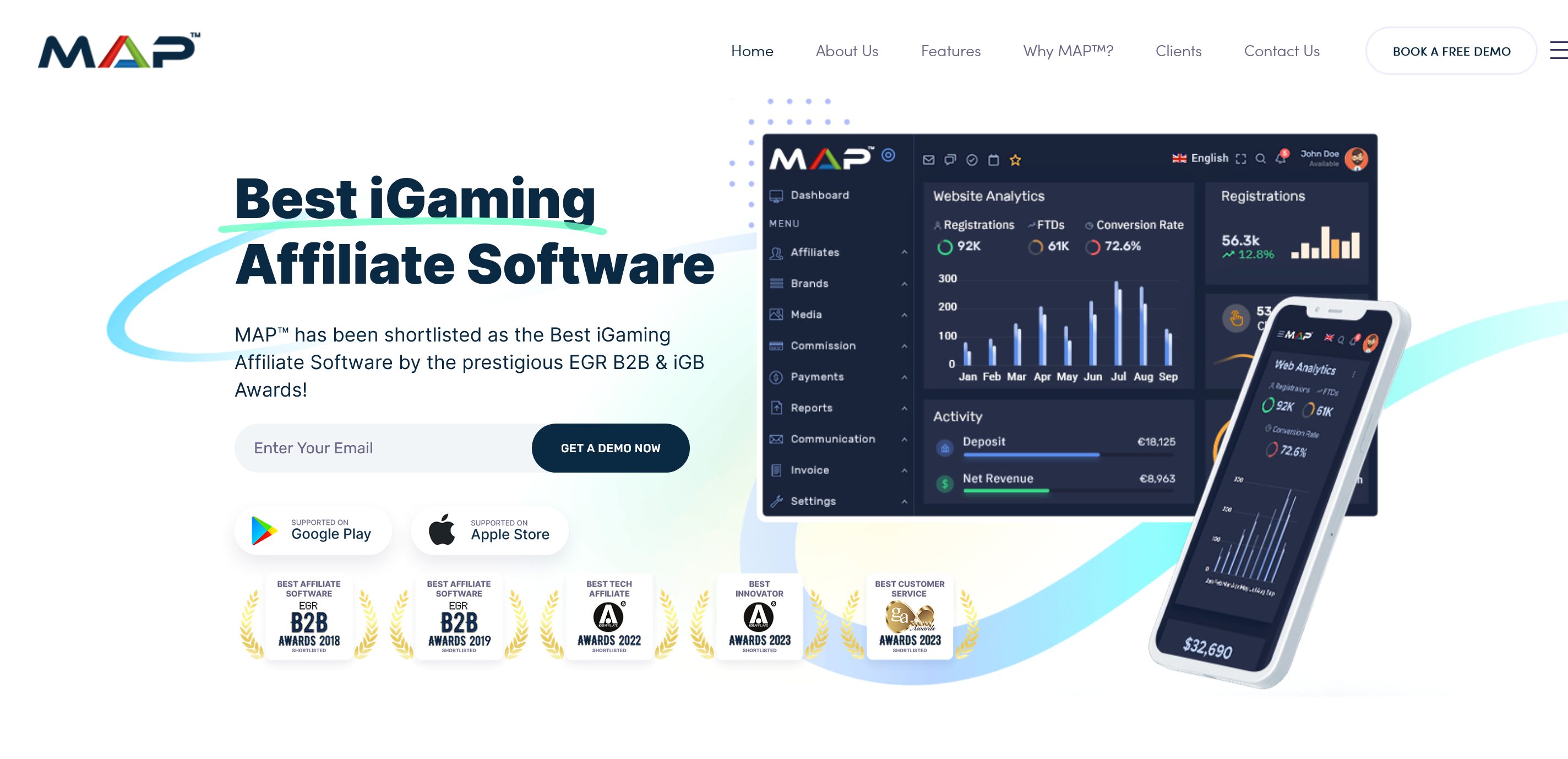 MAP von MediaCLE ist ein weiteres Softwaremodul, das für die iGaming-Branche entwickelt wurde und Glücksspiel-, Casino-, Poker- und Wett-Websites dabei helfen kann, Tap-Affiliate-Marketing zu erhalten.