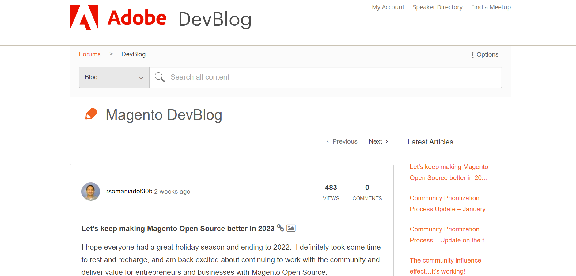 Magento DevBlog'u