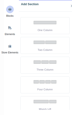 blocos no personalizador de e-mail