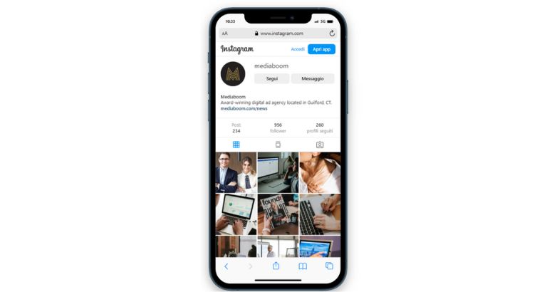 Mediaboom は、コンテンツ マーケティング戦略をサポートするために、Instagram でソーシャル メディア マーケティングを行っています。