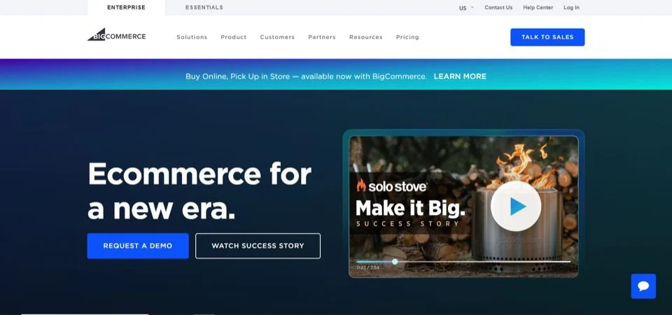 الصفحة الرئيسية لمنصة BigCommerce