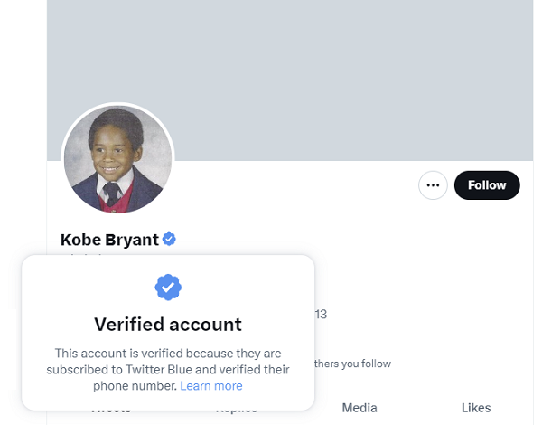 โปรไฟล์ Twitter ของ Kobe Bryant