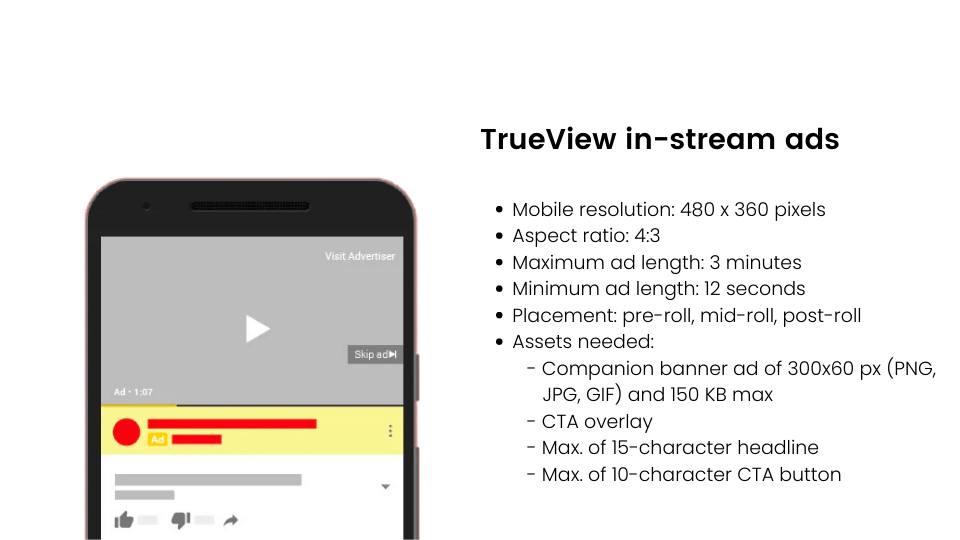 Specificații YouTube TrueView In-Stream Profitați la maximum de YouTube TrueView cu anunțuri scurte