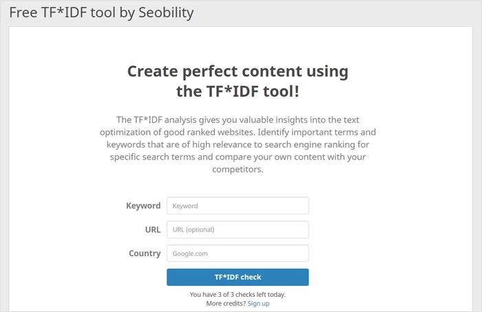 أداة TF * IDF من Seobility