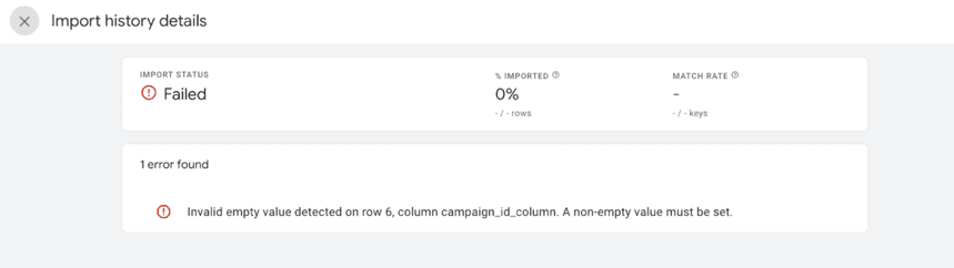 在行 campaign_id 上检测到无效的空值。必须设置非空值。