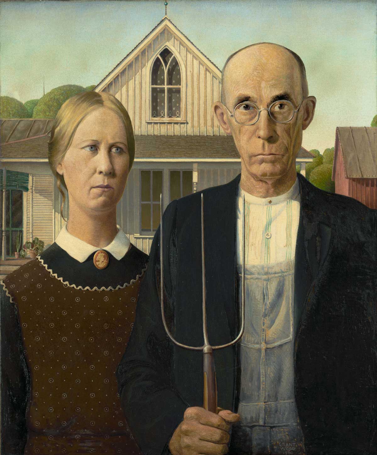 Gotico americano di Grant Wood pittura.