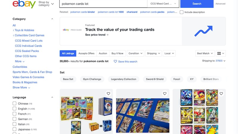 Vender Pokémon no eBay