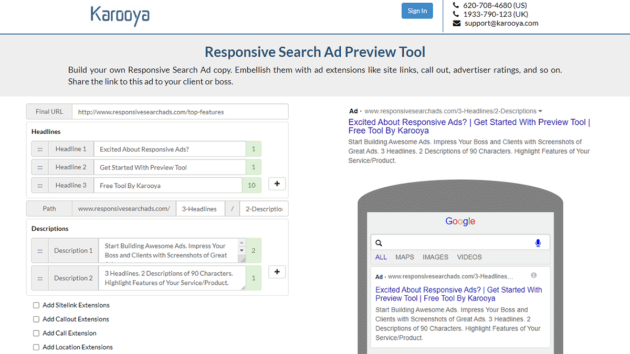 Karooya-반응형 검색 광고 미리보기 도구