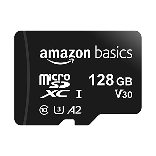 Amazon Basics microSDXC 存儲卡，帶全尺寸適配器，A2，U3，讀取速度高達 100 MB/s，128 GB，黑色/定制