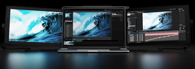 TRIO-Portable-Dual-Triple-Screen-Laptop-Monitor-spațiul de lucru-gadget-creativi-profesionisti