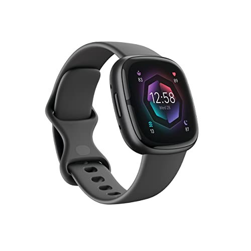 Fitbit Sense 2 Advanced Health and Fitness Smartwatch avec outils pour gérer le stress et le sommeil, application ECG, SpO2, fréquence cardiaque 24h/24 et 7j/7 et GPS, gris ombre/graphite, taille unique (bandes S et L incluses)