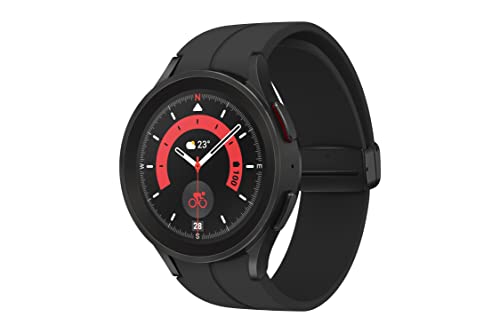 SAMSUNG Galaxy Watch Pro 5 45 mm LTE Smartwatch avec suivi du corps, de la santé, de la forme physique et du sommeil, batterie améliorée, verre saphir, suivi d'itinéraire GPS, cadre en titane, version américaine, noir