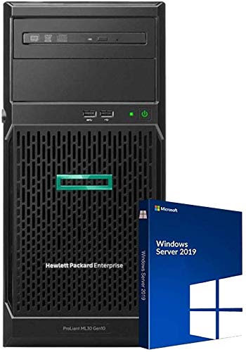 Pacchetto server tower HP ProLiant ML30 Gen10 con Intel Xeon E-2136, DDR4 da 64 GB, SSD da 8 TB, RAID, Windows Server 2019