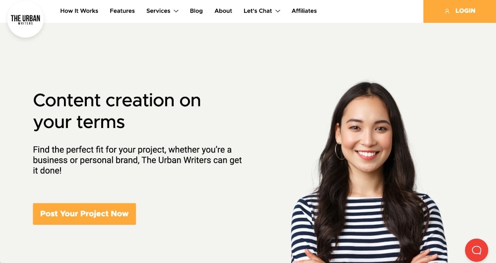 Urban Writers の Web サイトのスクリーンショット