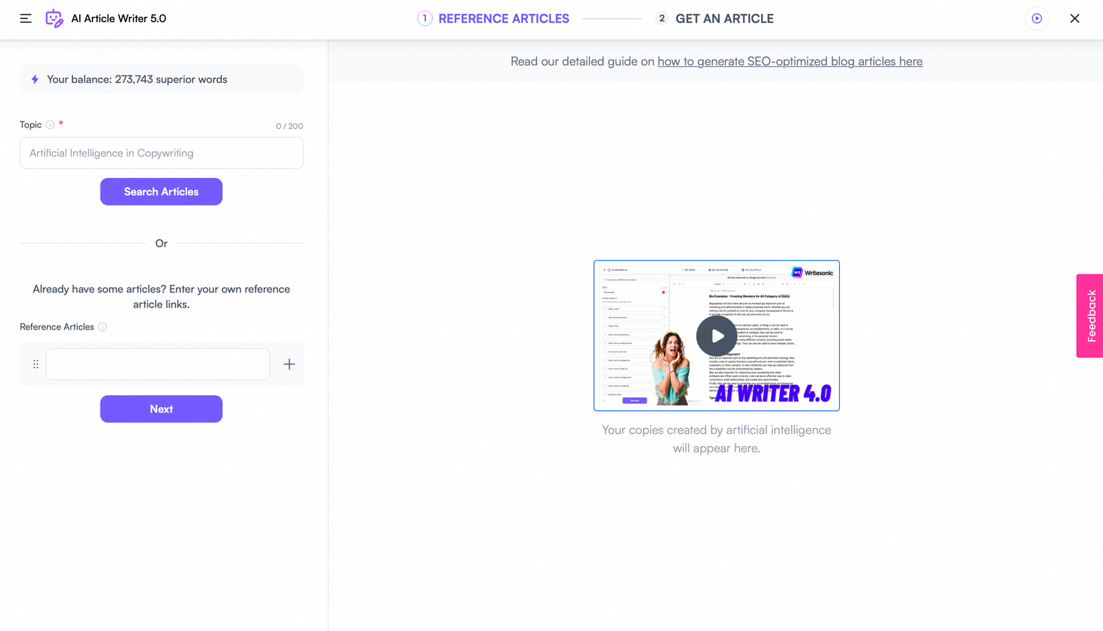 Article Writer 5.0 - Contenuto personalizzato